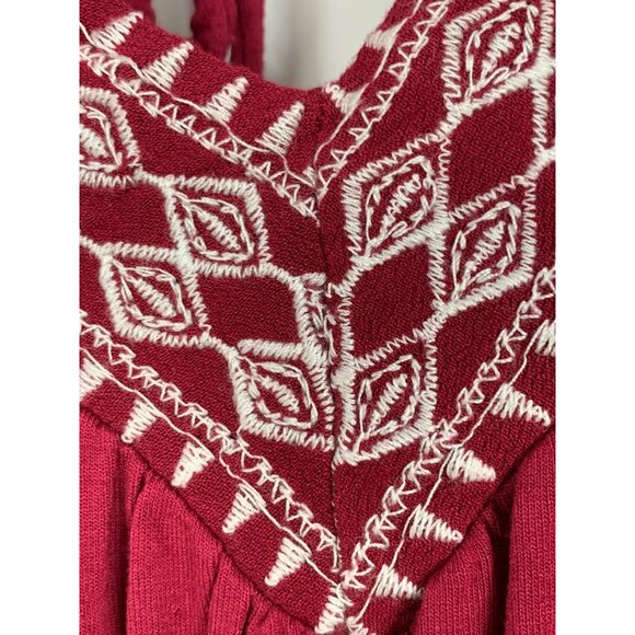 Simply Emma 2X Red Cold Shoulder Bell Sleeve V-Neck Embroider Tunic Top RW10334 - Picture 6 of 10